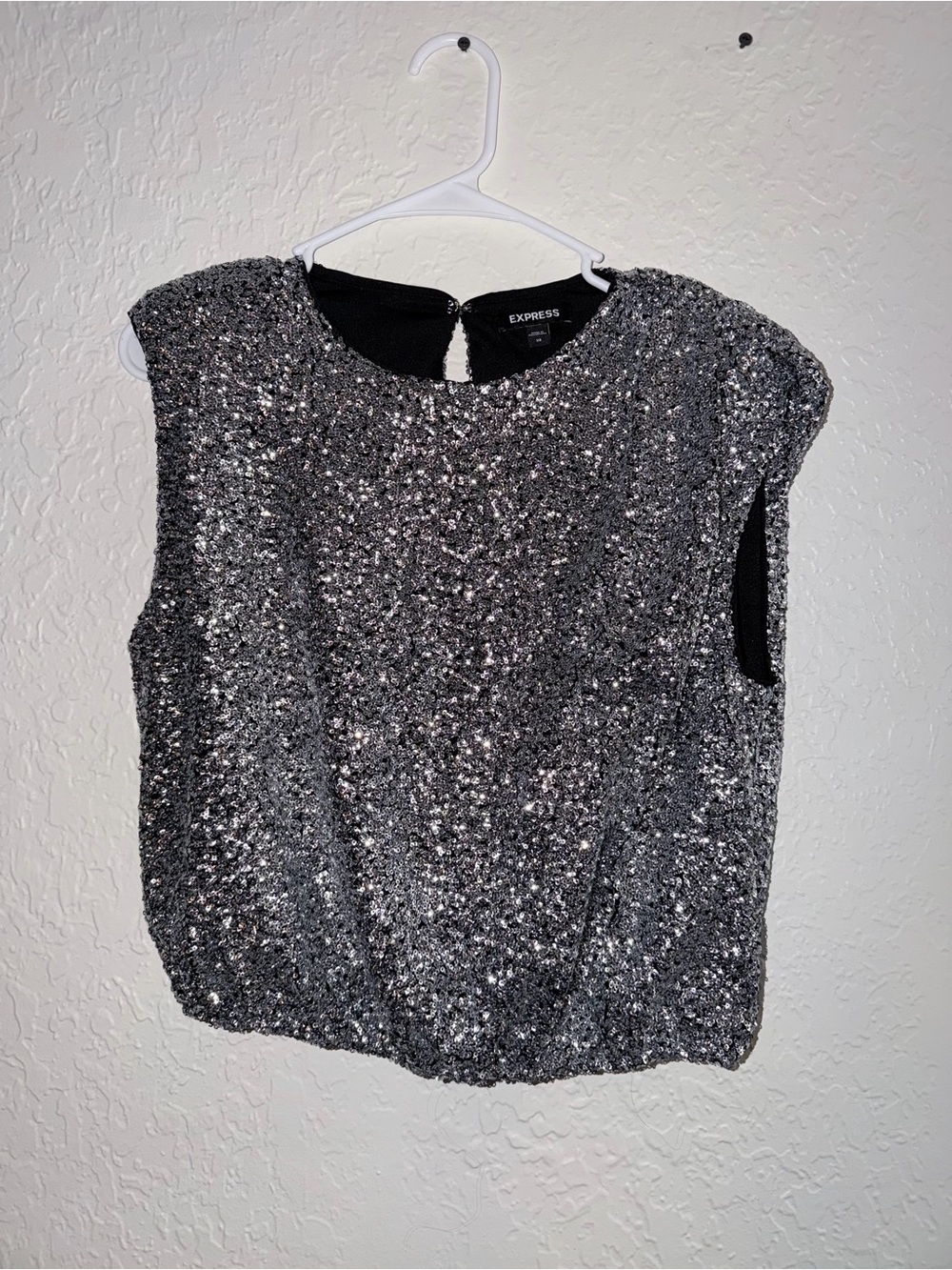 Express Silver Sequin Sleeveless Top